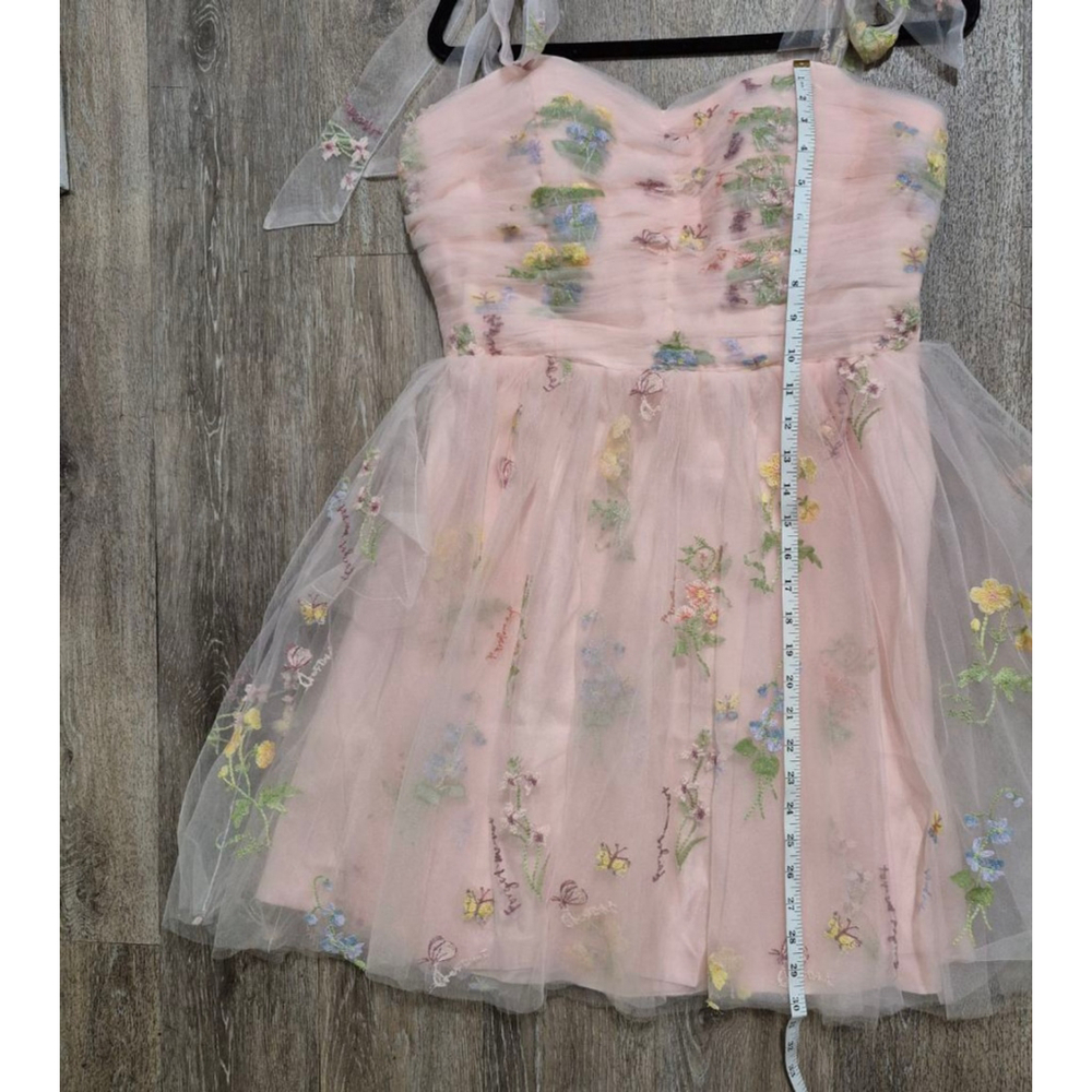 Women's Pink Floral Embroidered Mini Dress sz 12 nwot - Picture 10 of 10